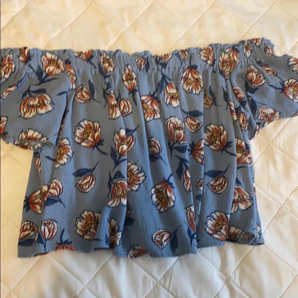 Blue off the shoulder top